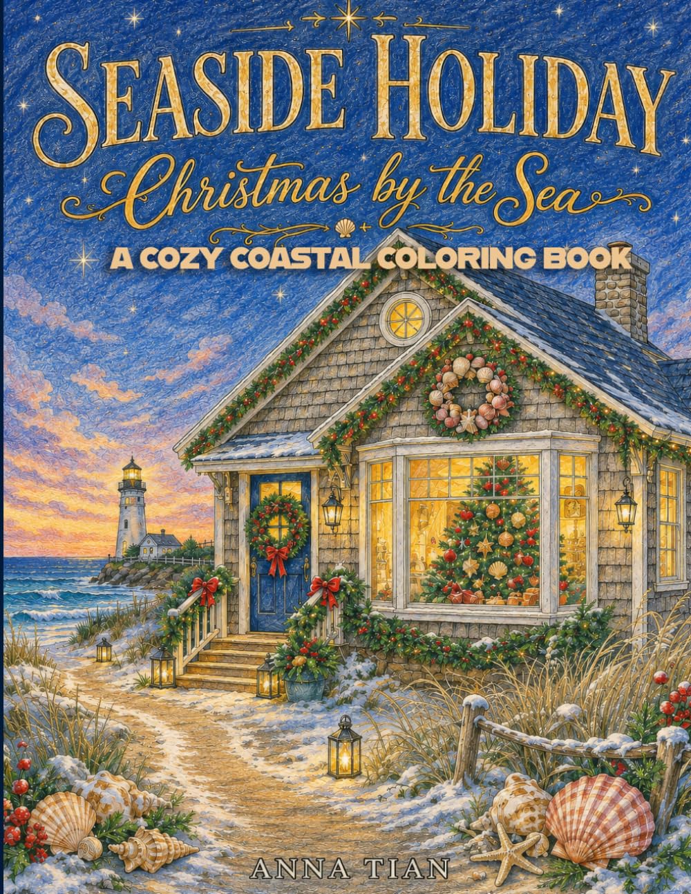 Seaside Holiday: Christmas by the Sea coloring book cover